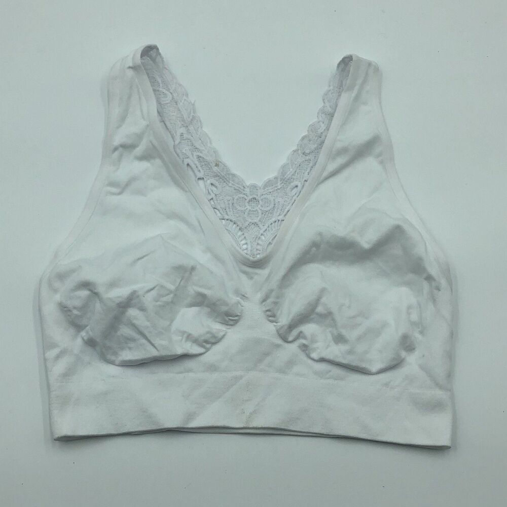 Care Apparel White Lace Back Pull On Sports Bra 2320SB Medium 36-38 WWW17